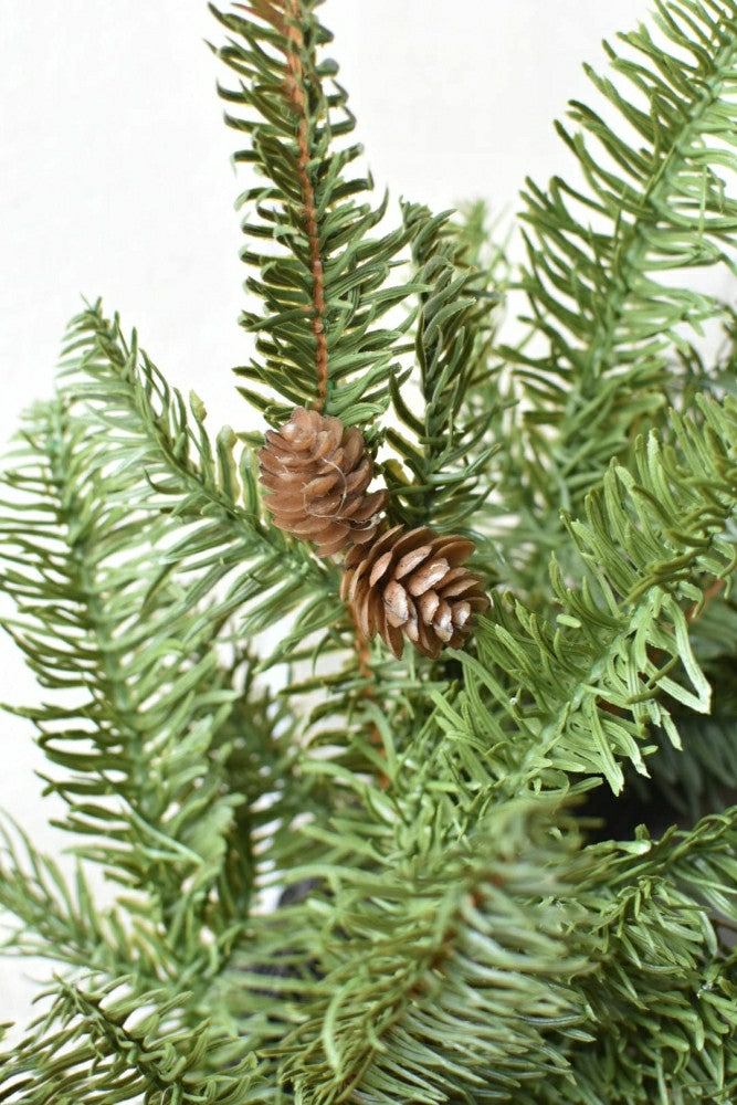 Plow & Hearth 24" Faux Green Spruce Real Touch Wreath w/Faux Pinecones