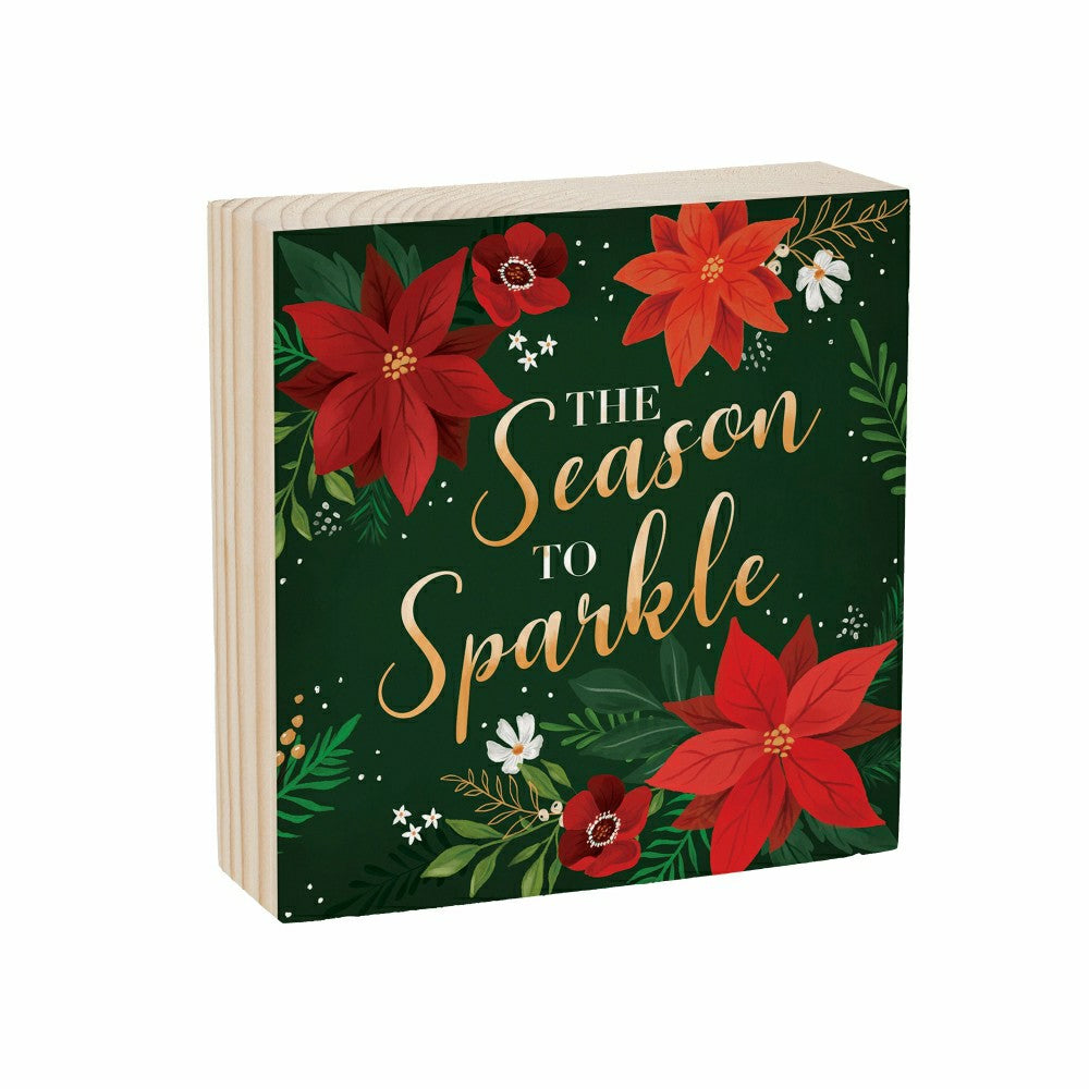 Plow & Hearth Sign Plock, "THE SEASON TO SPARKLE", 6"x6”