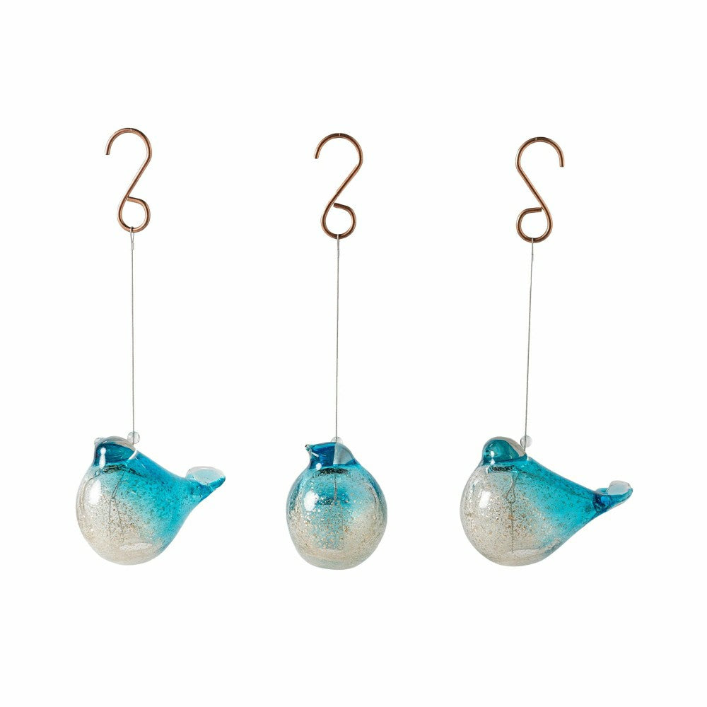 Plow & Hearth Hanging Bird Glass Airplant Holders, Set of 3