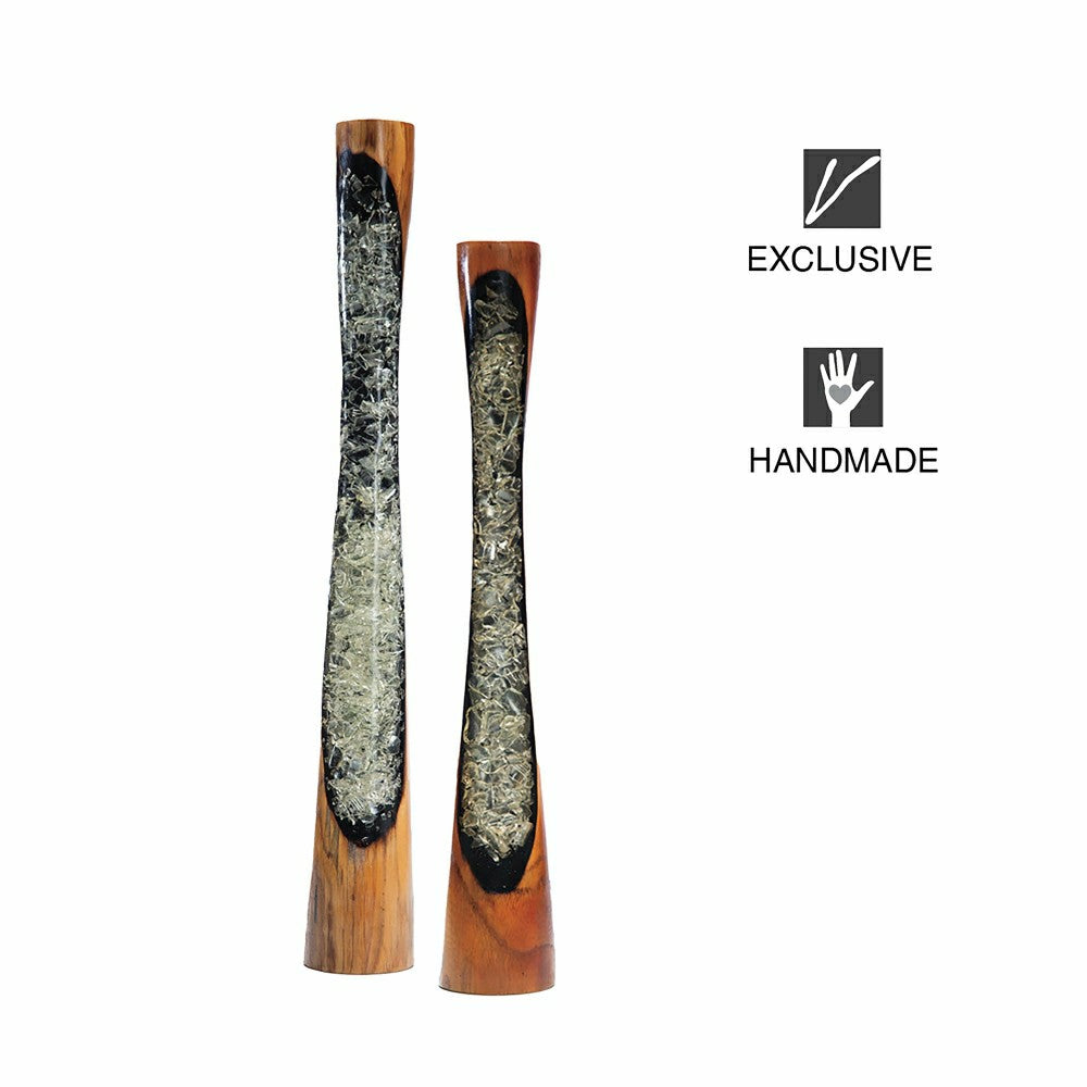 Plow & Hearth RESIN&WOOD CNDLR TL