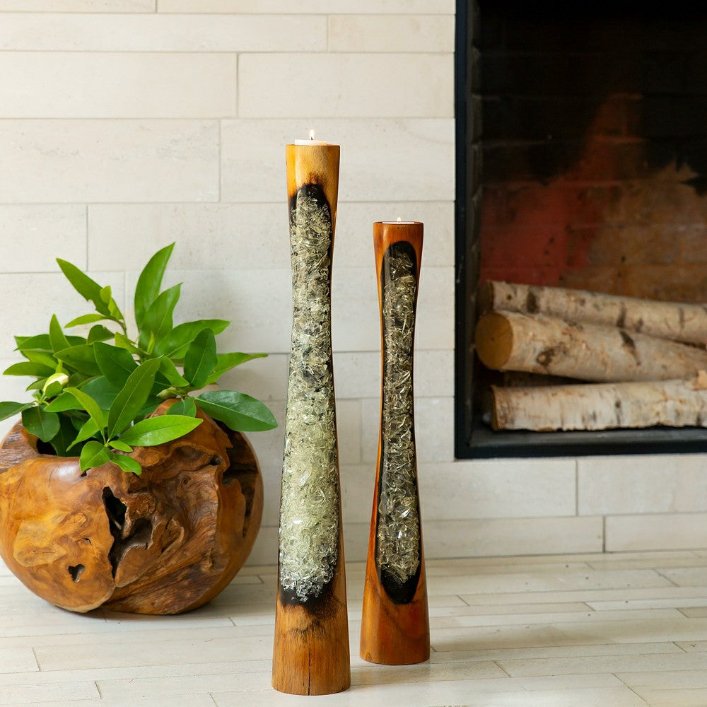 Plow & Hearth Small Wood & Resin Vase