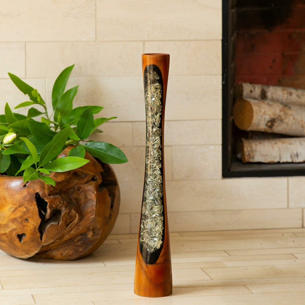 Plow & Hearth Small Wood & Resin Vase