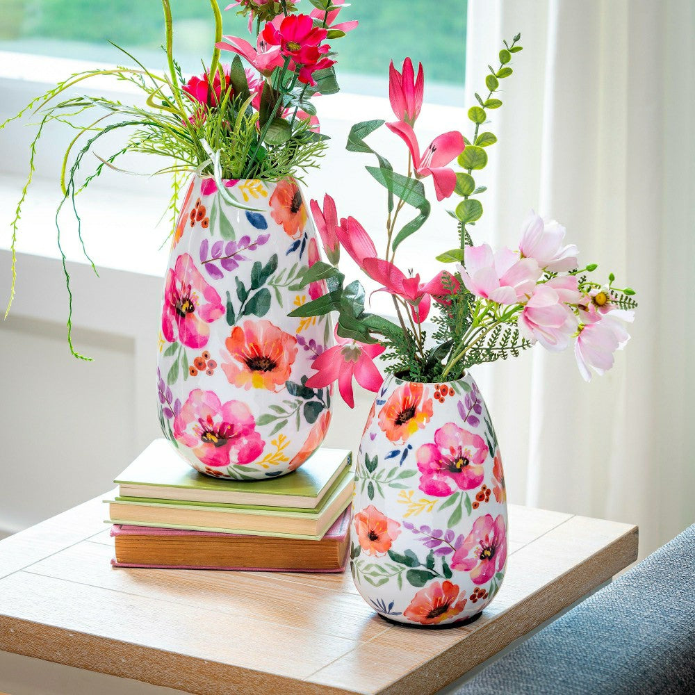 Plow & Hearth Pastels of Nature Metal Vase Set