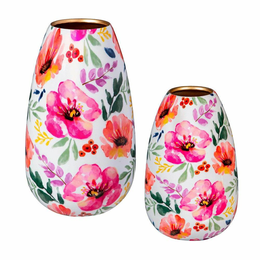 Plow & Hearth Pastels of Nature Metal Vase Set