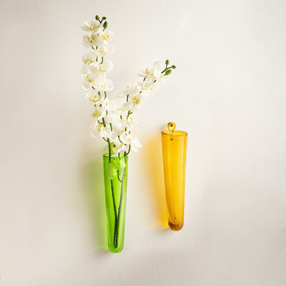 Plow & Hearth Wall Mount Cylinder Glass Decorative Vases, Set of 2