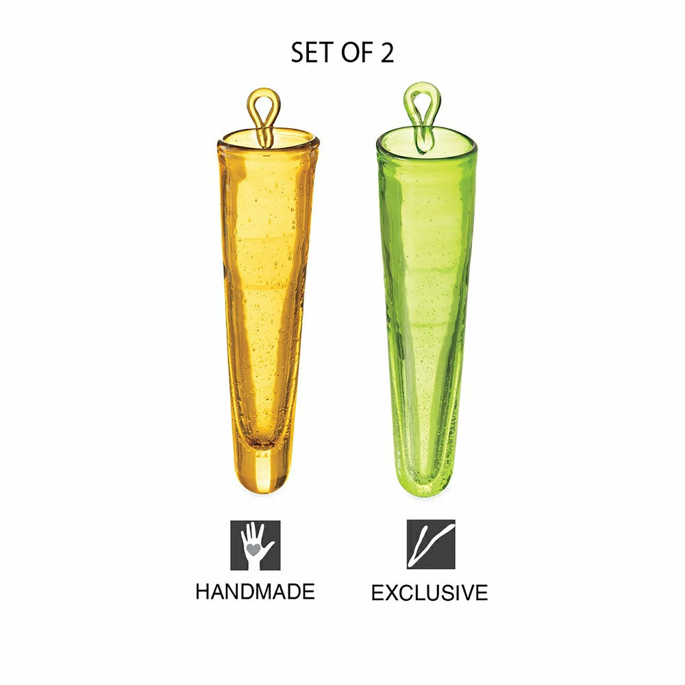 Plow & Hearth Wall Mount Cylinder Glass Decorative Vases, Set of 2