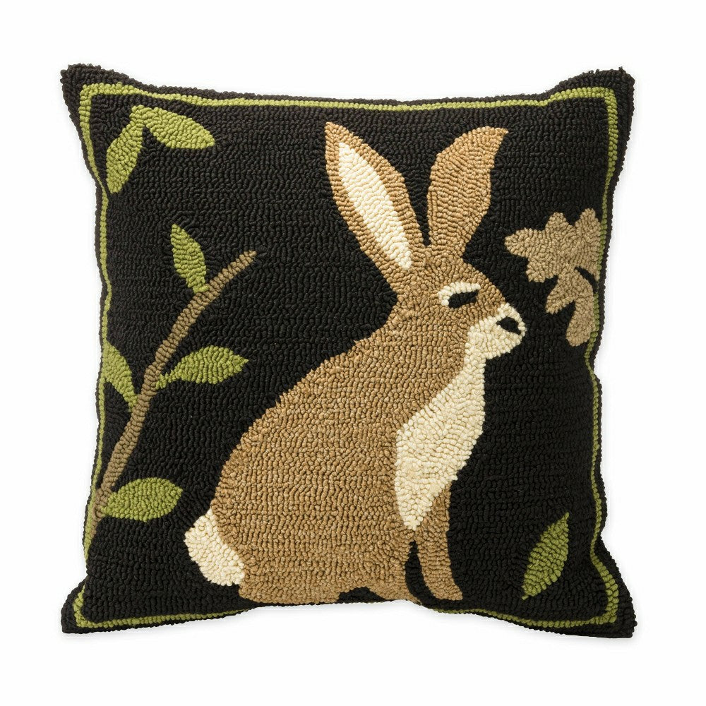 Plow & Hearth Indoor/Outdoor Woodland Throw Pillow w/Rabbit
