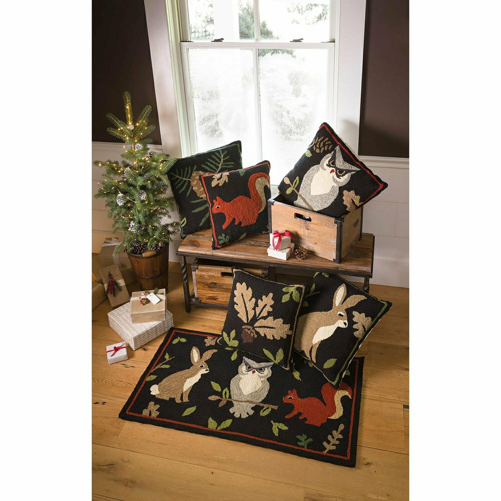 Plow & Hearth Indoor/Outdoor Woodland Throw Pillow w/Rabbit