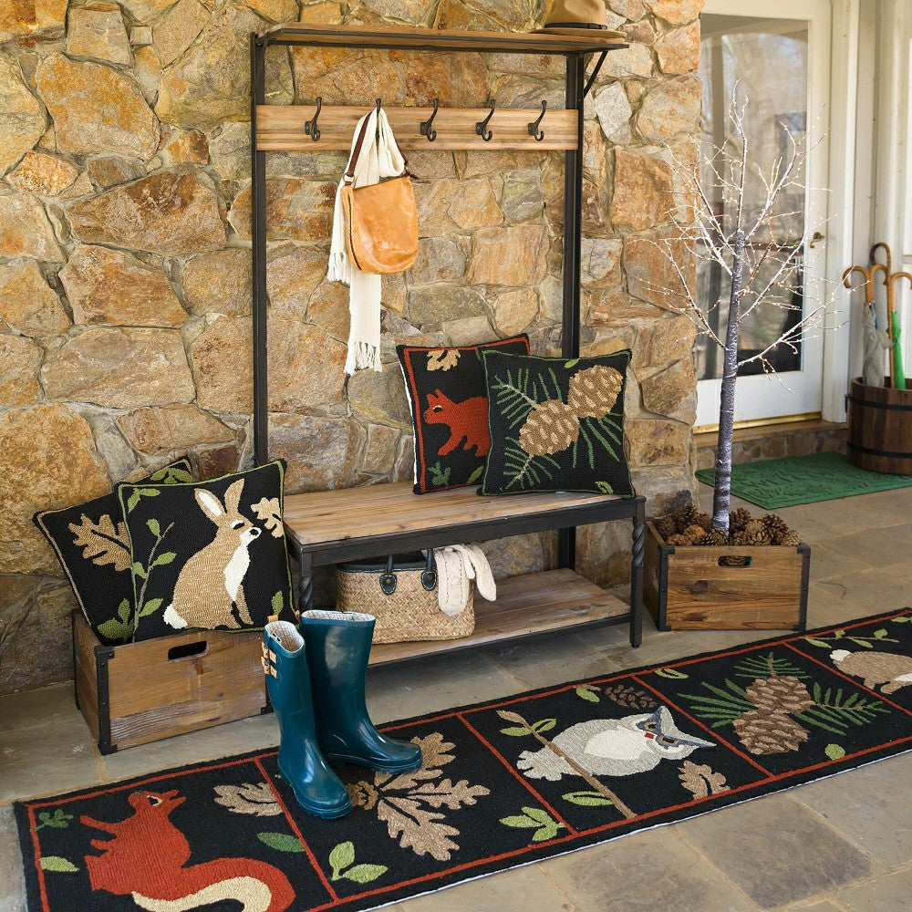 Plow & Hearth Indoor/Outdoor Woodland Throw Pillow w/Rabbit
