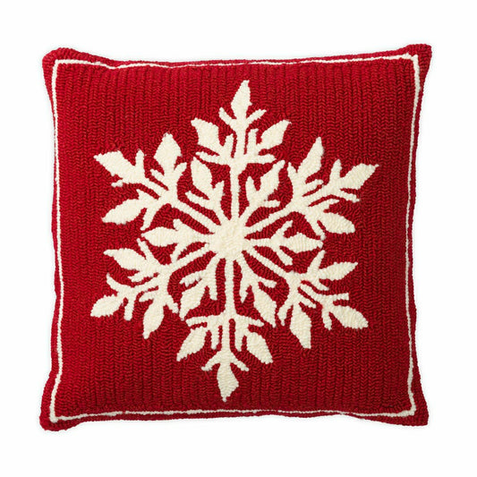 Plow & Hearth Indoor/Outdoor Snowflake Holiday Hooked Throw Pillow