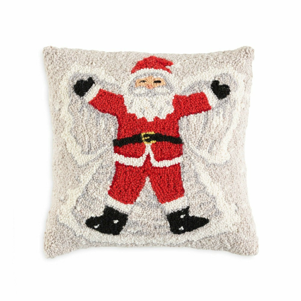 Plow & Hearth Santa Snow Angel Hand-Hooked Wool Throw Pillow