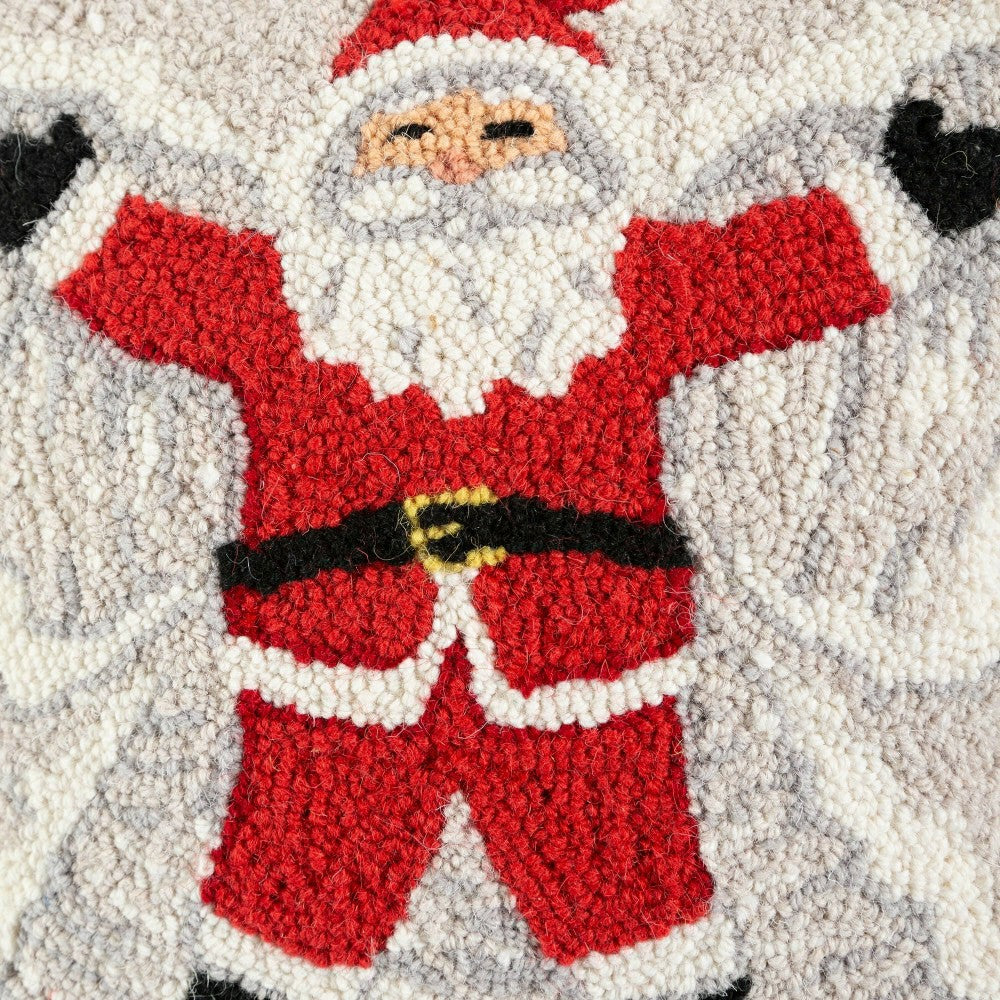 Plow & Hearth Santa Snow Angel Hand-Hooked Wool Throw Pillow