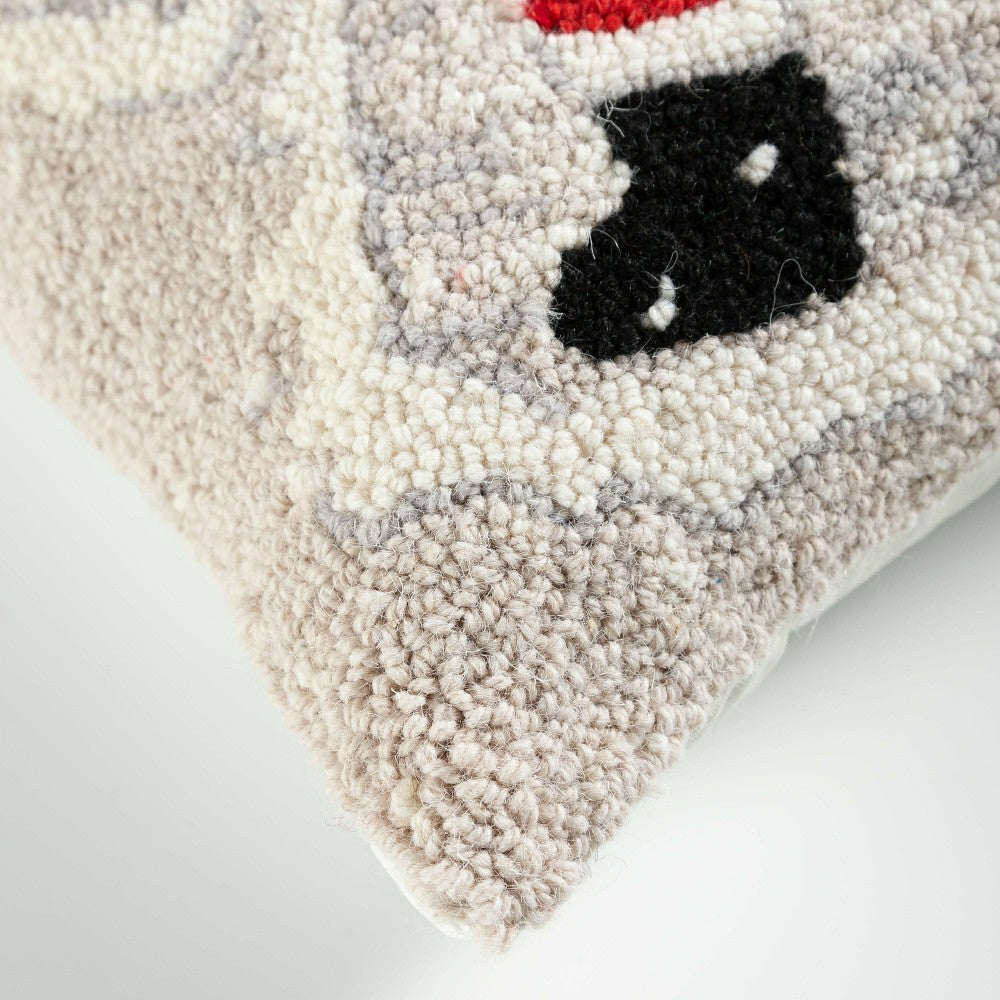 Plow & Hearth Santa Snow Angel Hand-Hooked Wool Throw Pillow