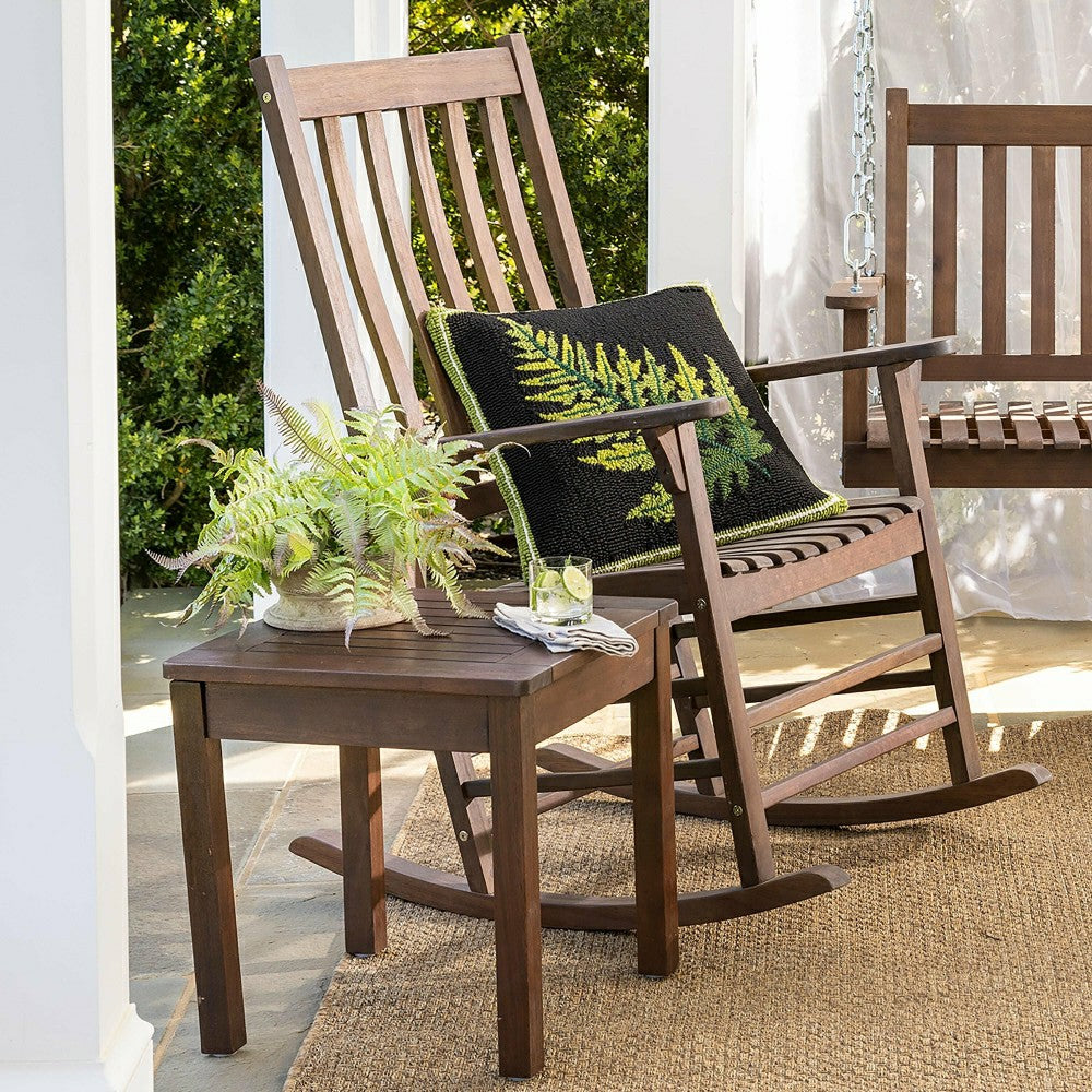 Plow & Hearth Indoor/Outdoor Fern Hooked Throw Pillow