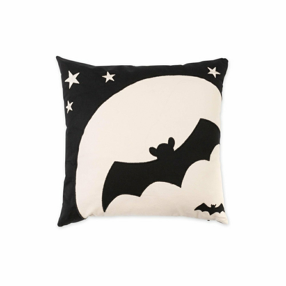 Plow & Hearth Indoor/Outdoor Halloween Night Bat Cotton Throw Pillow