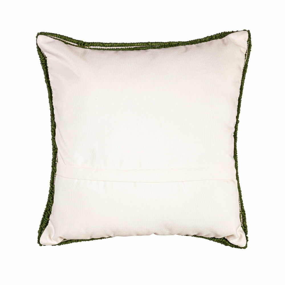 Plow & Hearth Indoor/Outdoor Green Butterfly Hooked Polypropylene Throw Pillow 18"x1