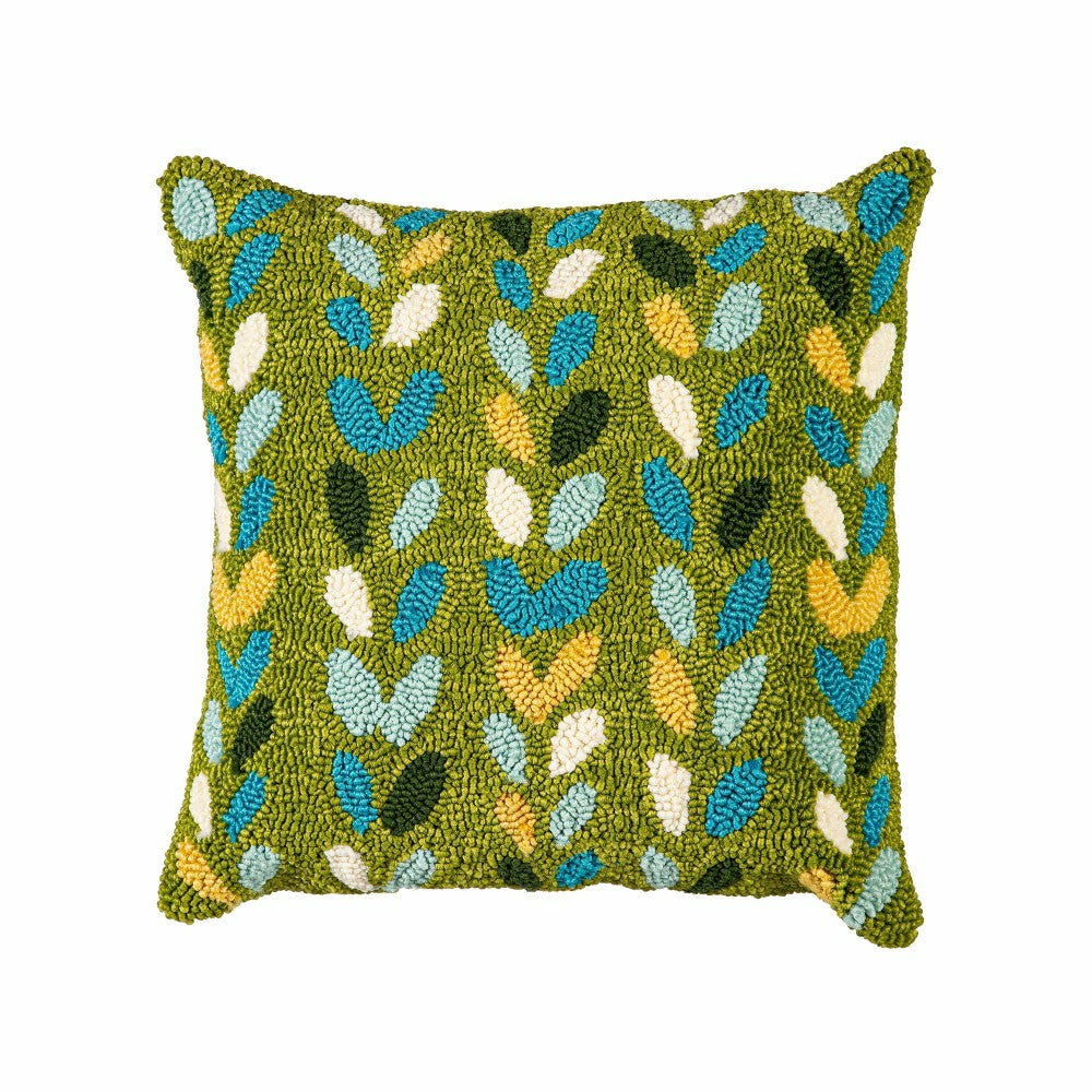 Plow & Hearth Indoor/Outdoor Hooked Polypropylene Sprouts Throw Pillow 18"x18"