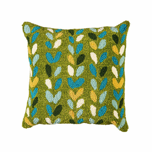 Plow & Hearth Indoor/Outdoor Hooked Polypropylene Sprouts Throw Pillow 18"x18"