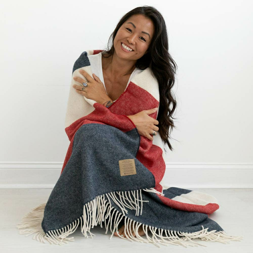 Plow & Hearth Peace Freedom Lambswool Blanket, 48” x 72”