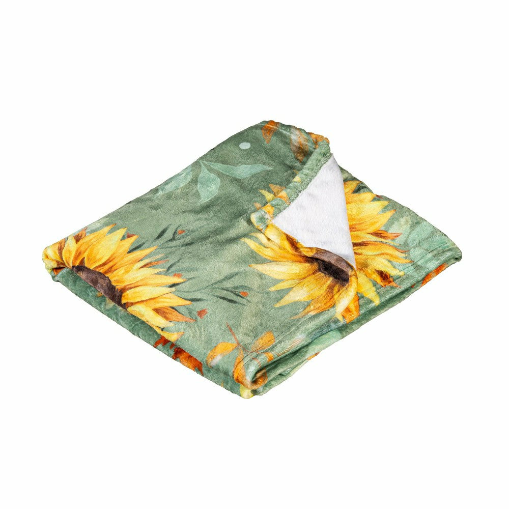 Plow & Hearth Harvest Blossom Sunflower Plush Blanket, 50" x 60"
