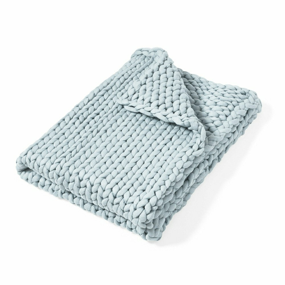 Plow & Hearth Chunky Knit Throw, Blue