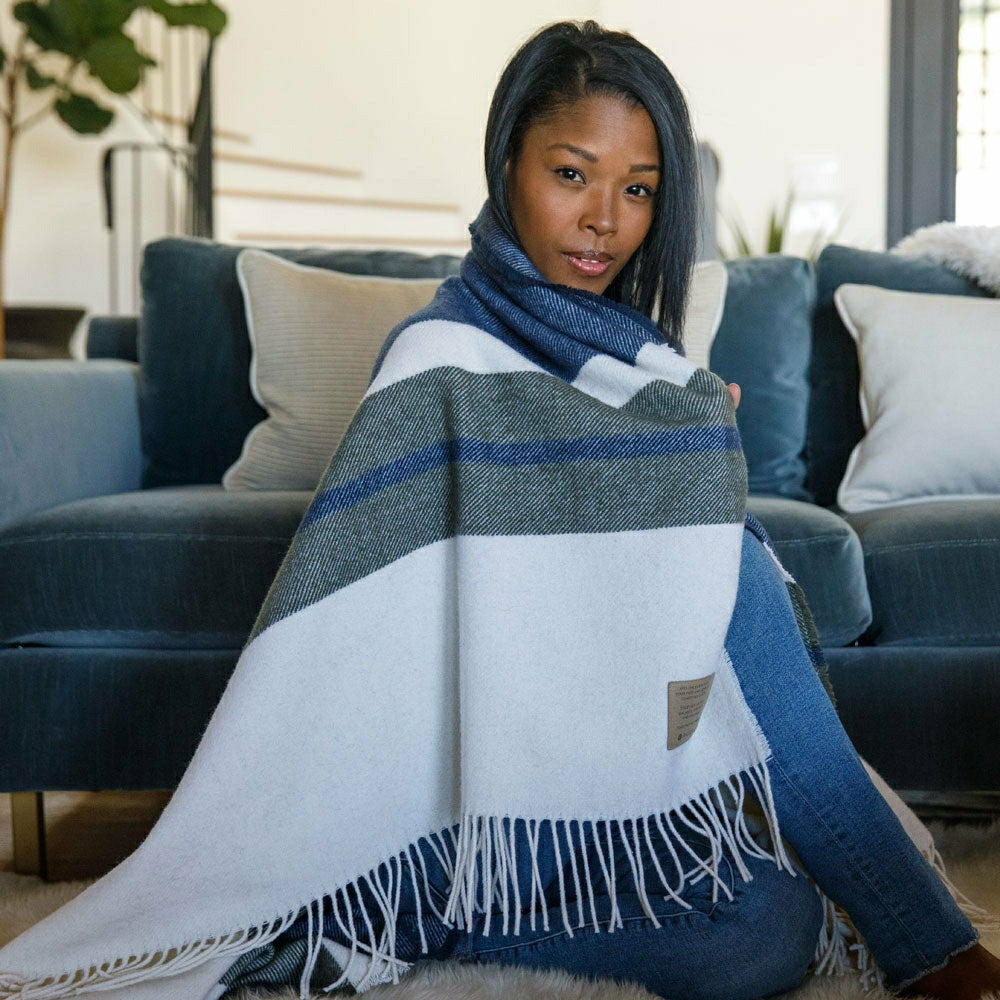 Plow & Hearth Peace Mother Earth Lambswool Blanket, 48” x 72”