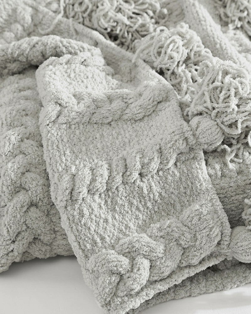 Plow & Hearth Braided Pom Pom Throw