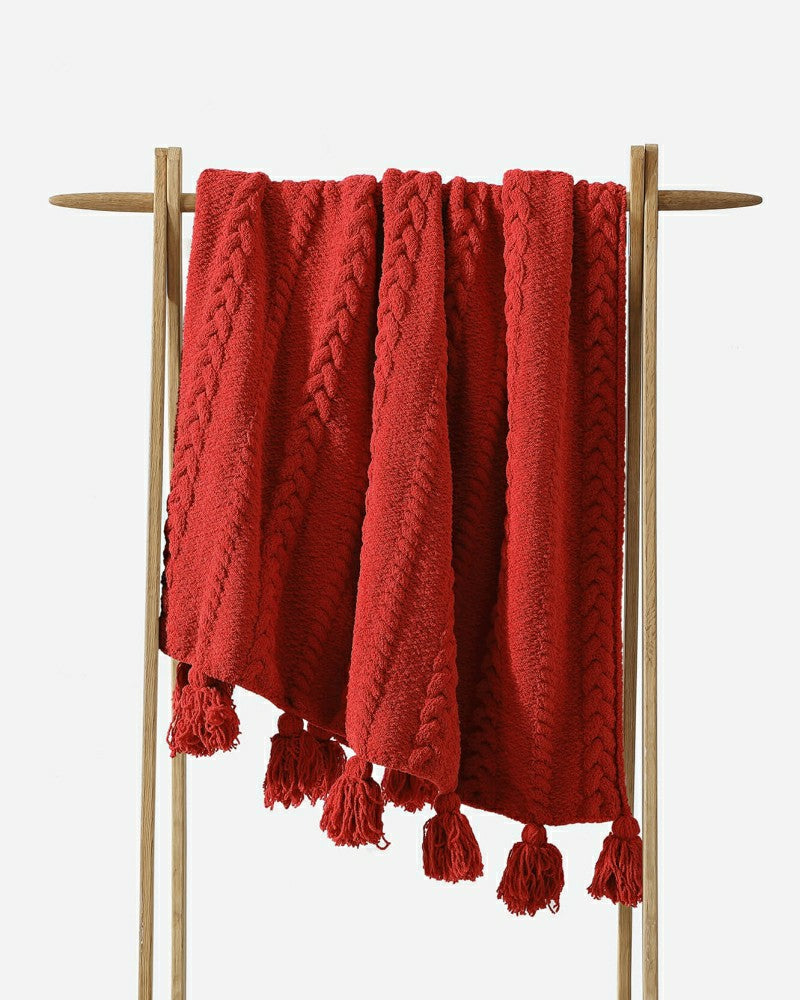 Plow & Hearth Braided Pom Pom Throw