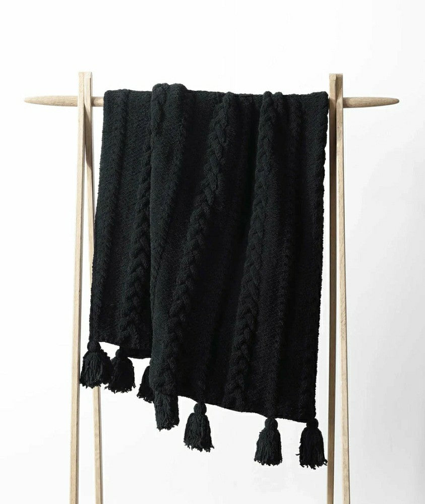 Plow & Hearth Braided Pom Pom Throw