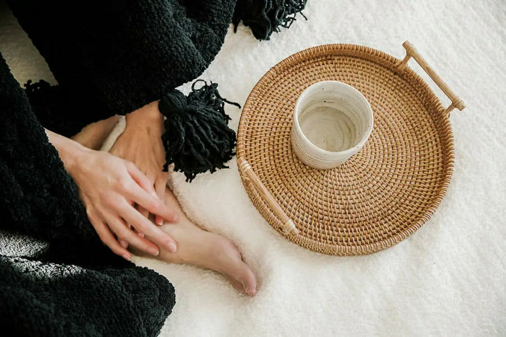 Plow & Hearth Braided Pom Pom Throw