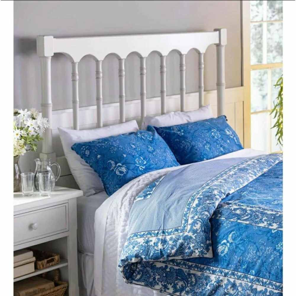Plow & Hearth Porcelain Rose Blue Floral Reversible Bedding, King Duvet