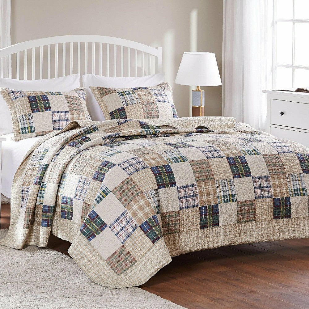 Plow & Hearth Sarah Cotton Quilted Reversible Bedding Set, Twin