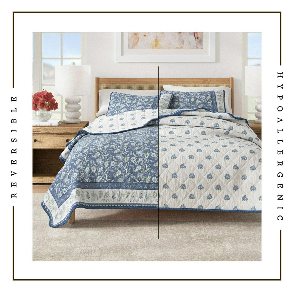 Plow & Hearth Indira Floral Boho Printed Cotton Quilt Set
