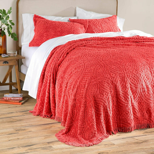 Plow & Hearth Full Wedding Ring Tufted Chenille Bedspread