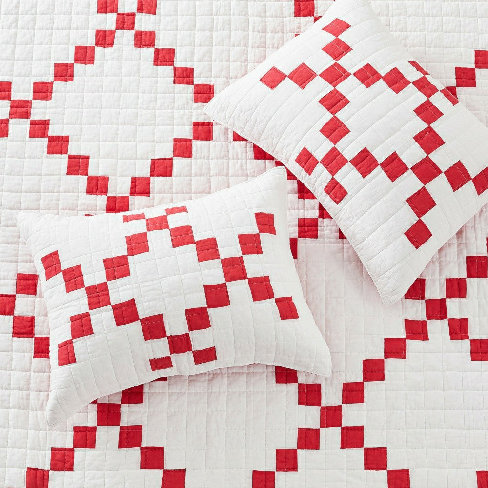 Plow & Hearth Irish Chain Patchwork Cotton Quilt Set