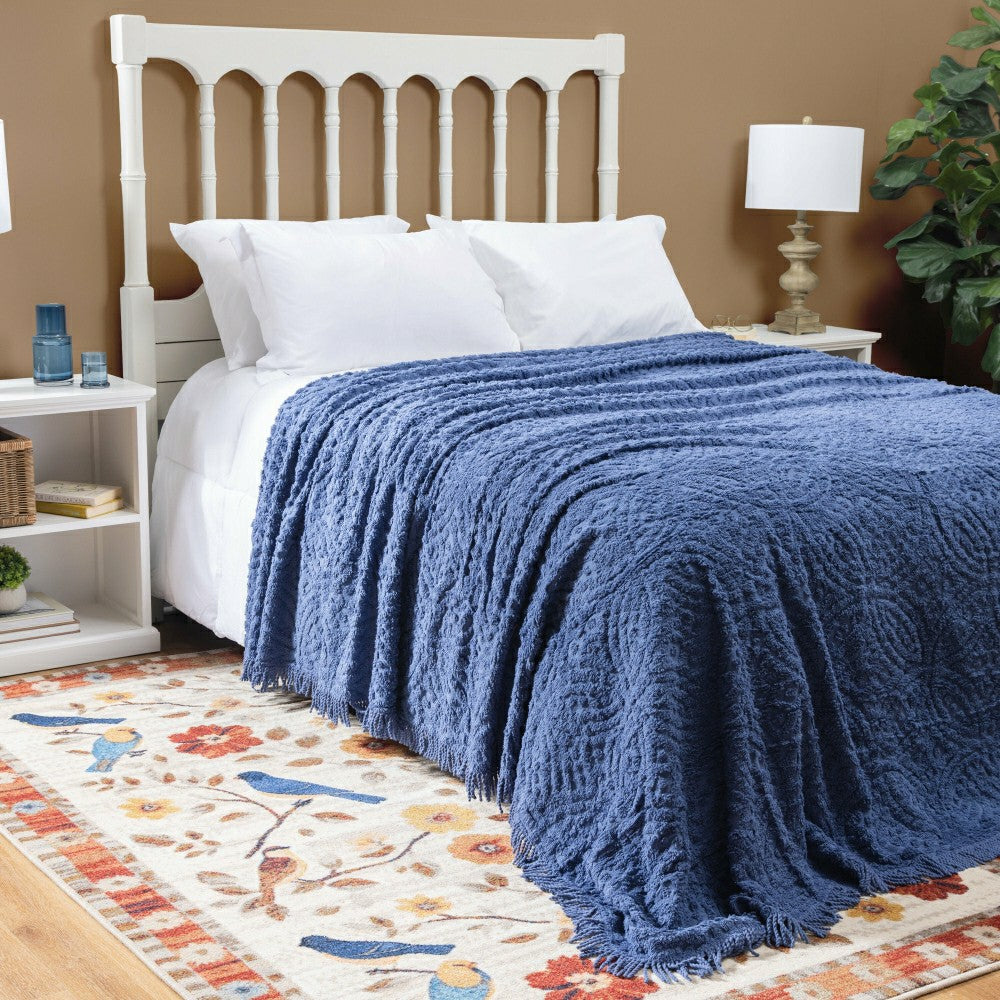 Plow & Hearth Twin Wedding Ring Tufted Chenille Bedspread