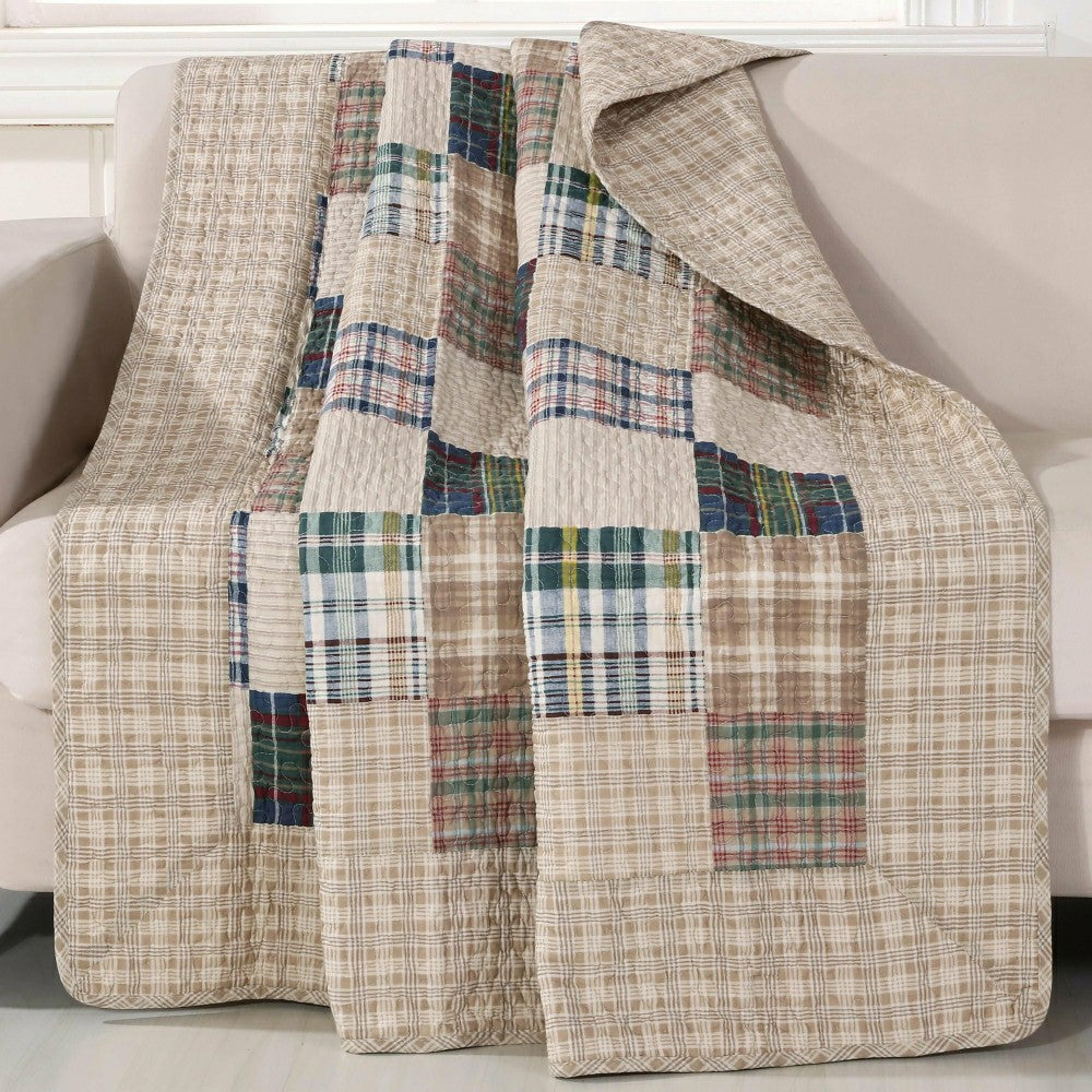 Plow & Hearth Sarah Cotton Quilted Bedding Set, 50"L x 60"L Throw