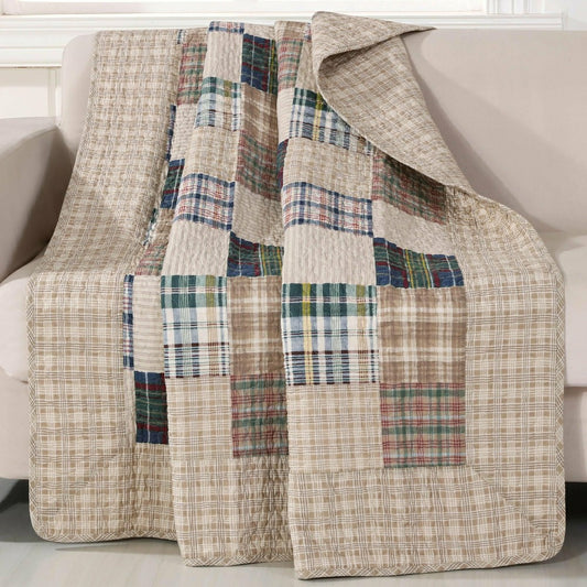 Plow & Hearth Sarah Cotton Quilted Bedding Set, 50"L x 60"L Throw
