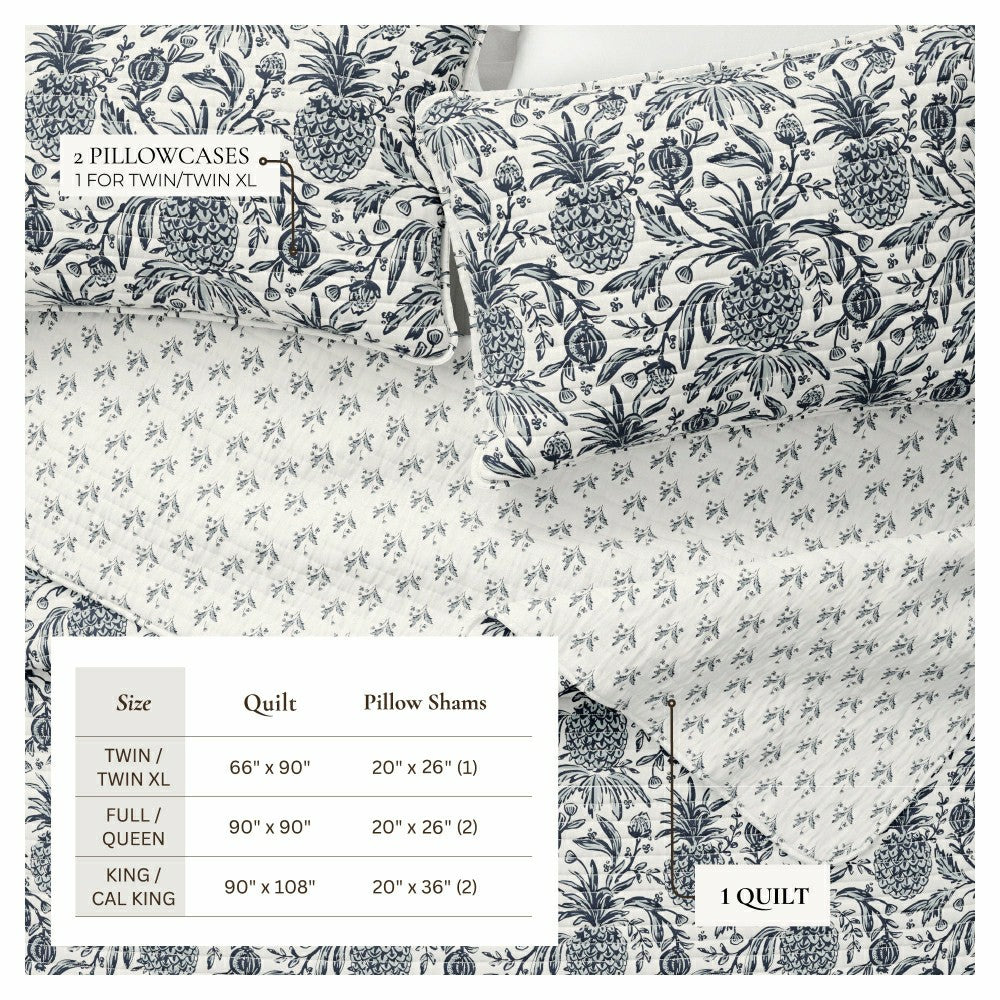 Plow & Hearth Bernice Coastal Printed Cotton Quilt Set