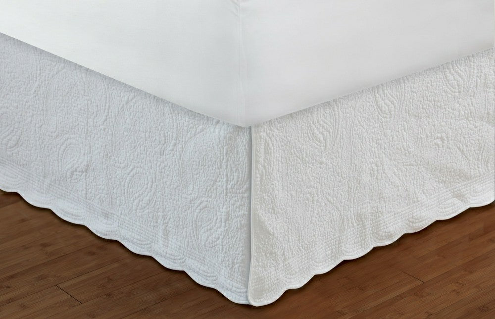Plow & Hearth Paisley White Bedskirt
