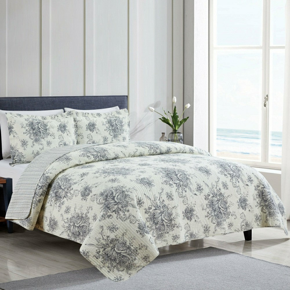 Plow & Hearth Toile Reversible Cotton Quilt Set