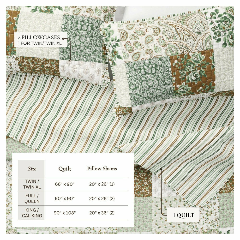 Plow & Hearth Damia Floral Patchwork Quilt Set