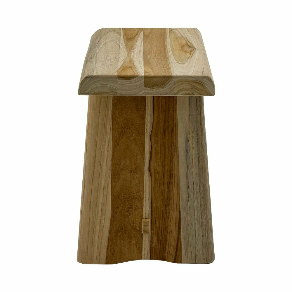 Plow & Hearth Salem Teak Shower and Bath Stool with Curved Seat