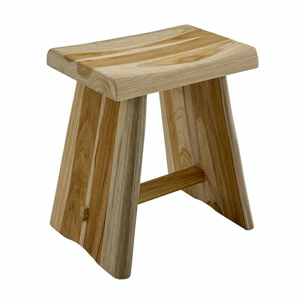 Plow & Hearth Salem Teak Shower and Bath Stool with Curved Seat