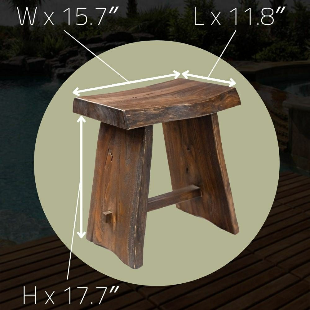 Plow & Hearth Salem Teak Shower and Bath Stool with Curved Seat