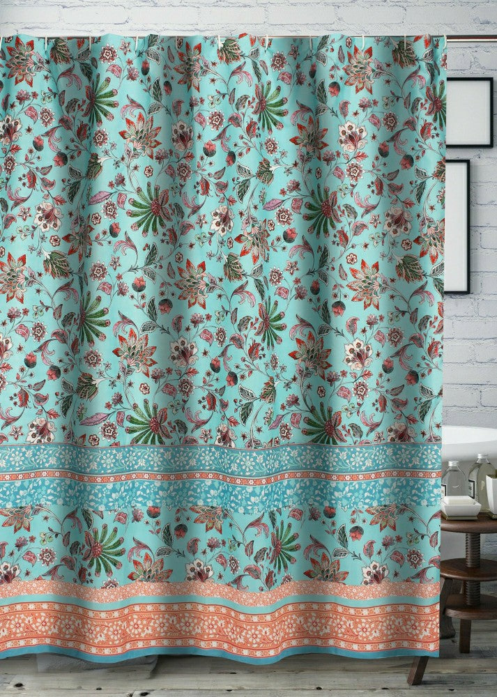 Plow & Hearth Audrey Turquoise Shower Curtain