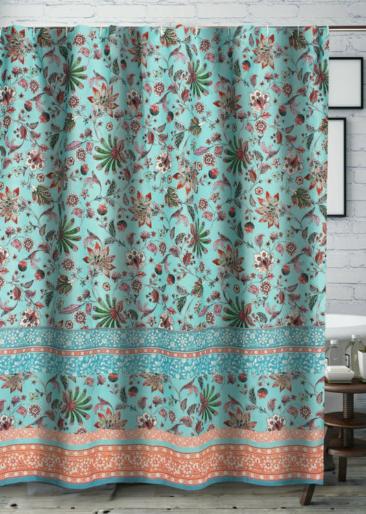 Plow & Hearth Audrey Turquoise Shower Curtain