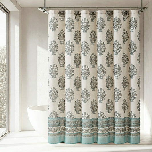 Plow & Hearth Sofia Flower Block Bouquet Shower Curtain