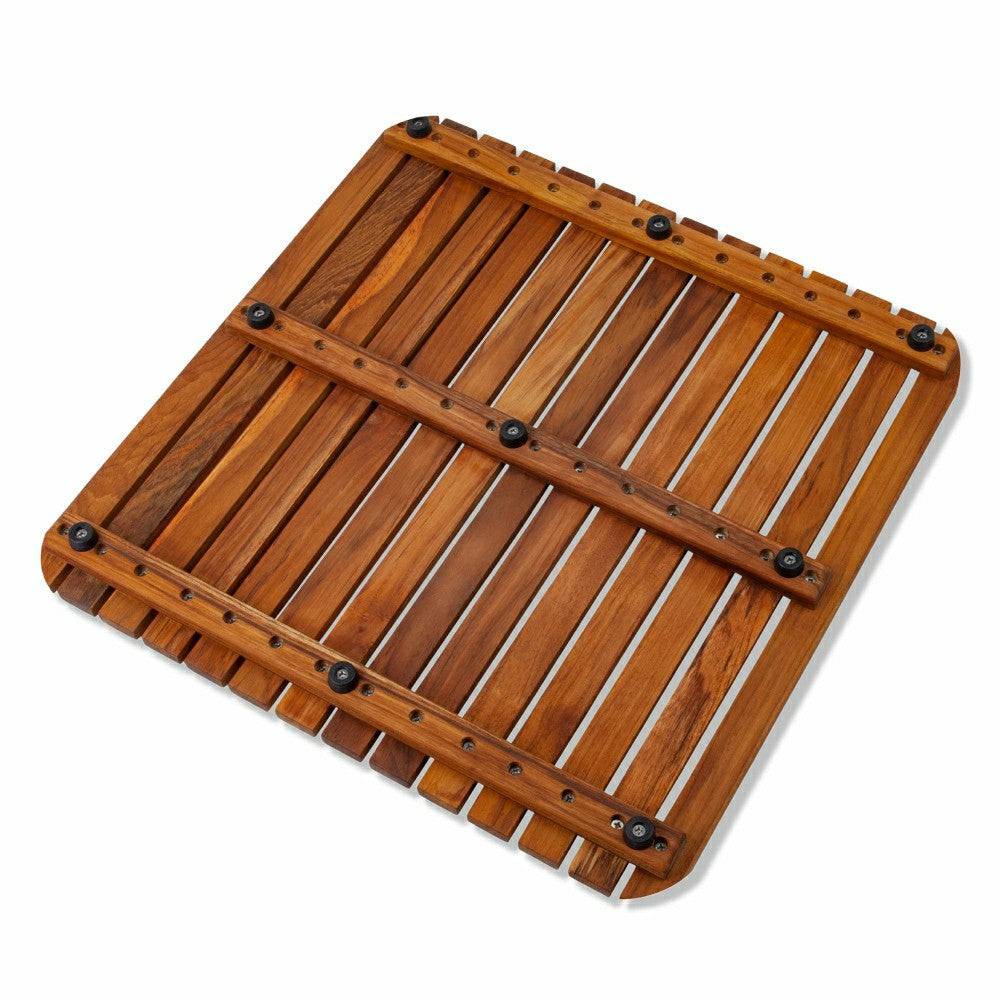 Plow & Hearth Redfish Oiled Teak Shower and Bath Mat 19.6″ x 19.6″
