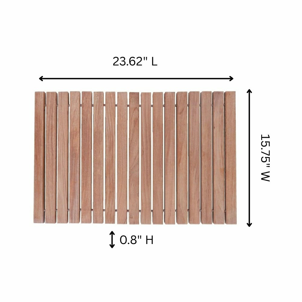 Plow & Hearth Sunriver Teak Shower and Bath String Mat with Rubber Feet 23.62" x 15.